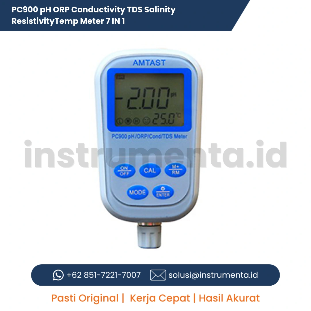 Ready Stock PC900 pH ORP Conductivity TDS Salinity Resistivity Temp Meter 7 IN 1 Alat Ukur Analisis Kualitas Air Portabel